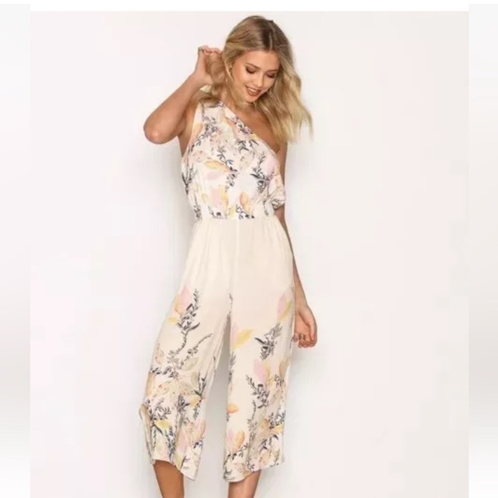 Free People Island Time Wide Leg Jumpsuit Tropical Cropped Boho Small